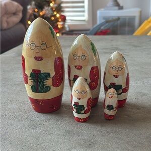 Vintage 5 pc. Russian Mrs. Claus Nesting Dolls 6"
